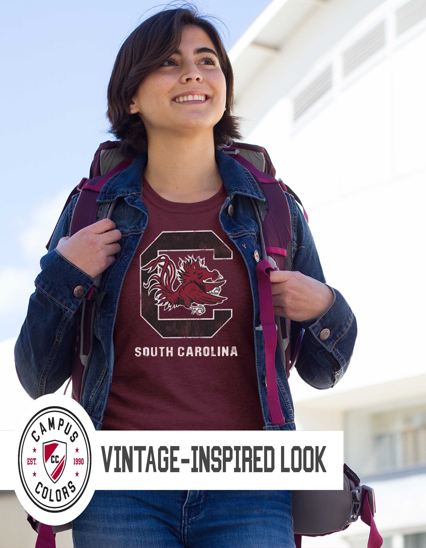 South Carolina Gamecocks Adult MVP Heathered Cotton Blend T-Shirt - Maroon