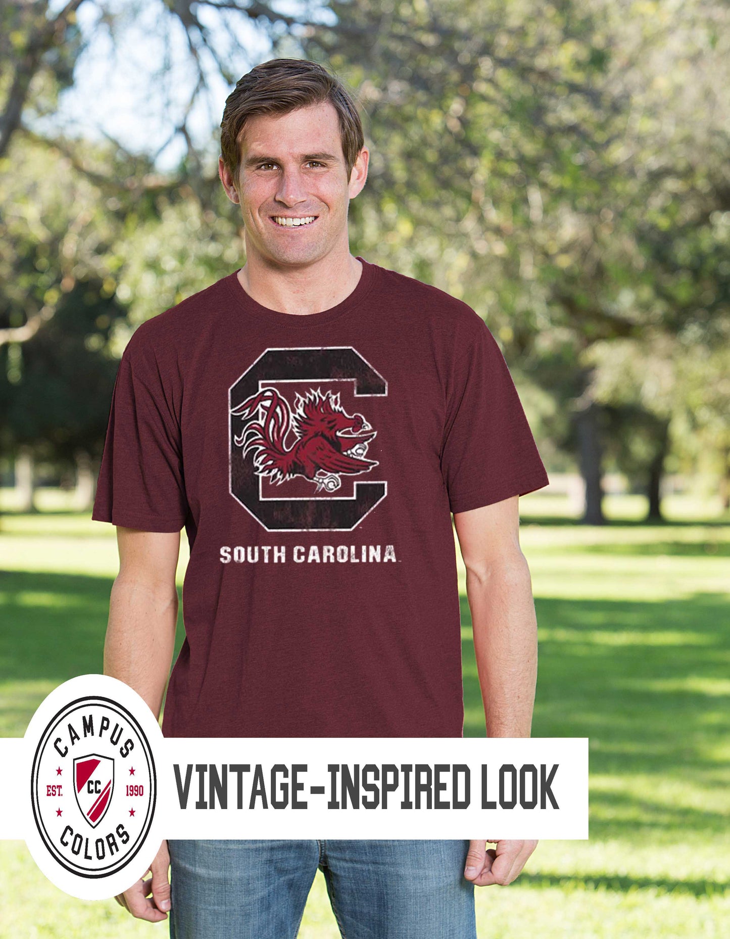 South Carolina Gamecocks Adult MVP Heathered Cotton Blend T-Shirt - Maroon