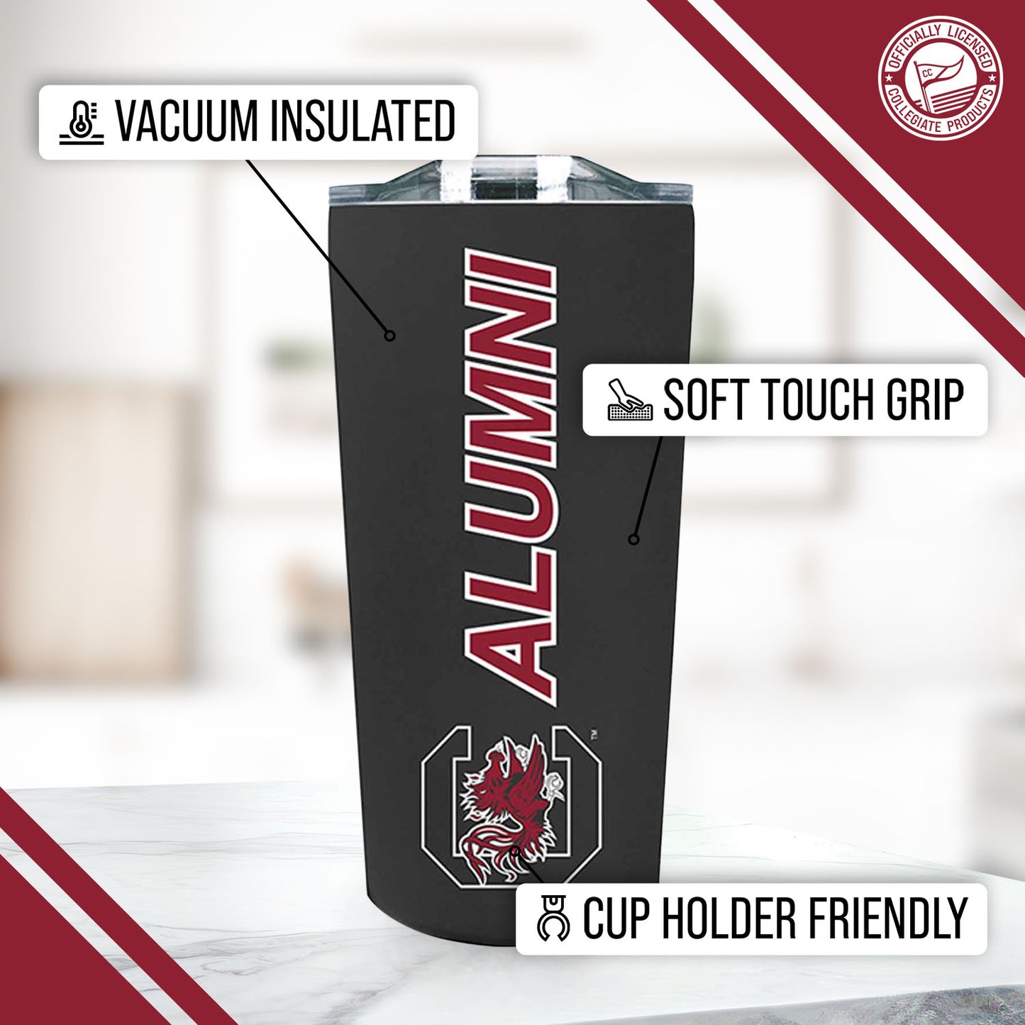 South Carolina Gamecocks Collegiate Stainless Steel Travel Tumbler for Alumni - Black