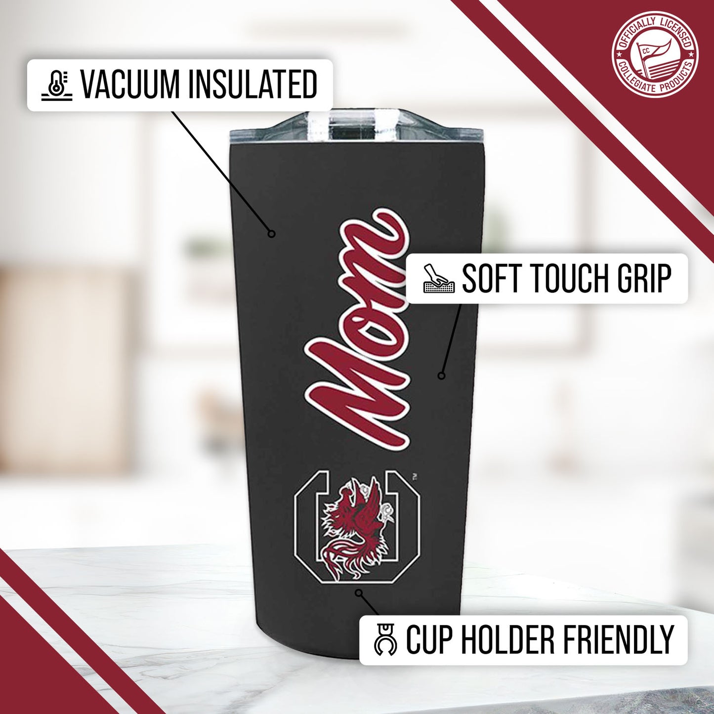 South Carolina Gamecocks NCAA Stainless Steel Travel Tumbler for Mom - Black