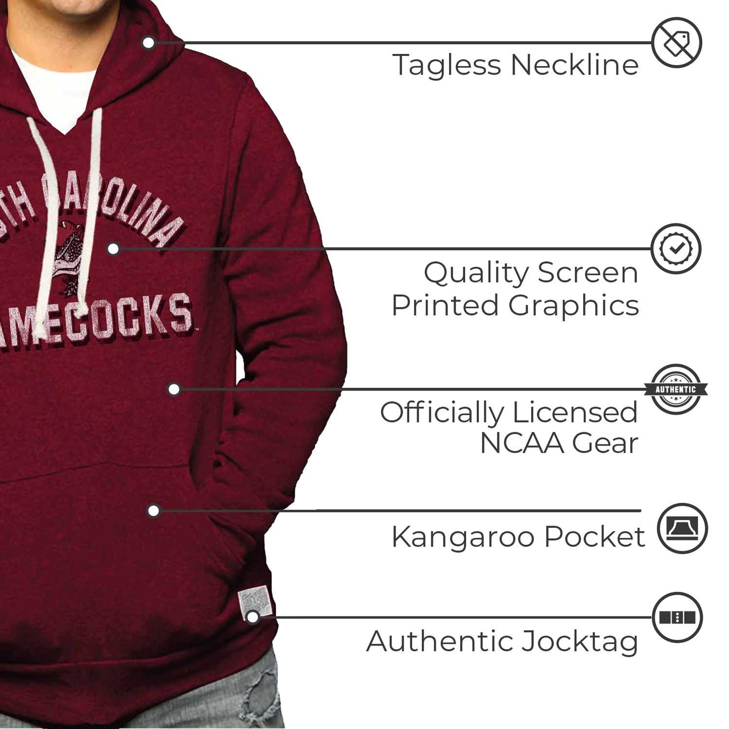 South Carolina Gamecocks Adult University Hoodie - Crimson