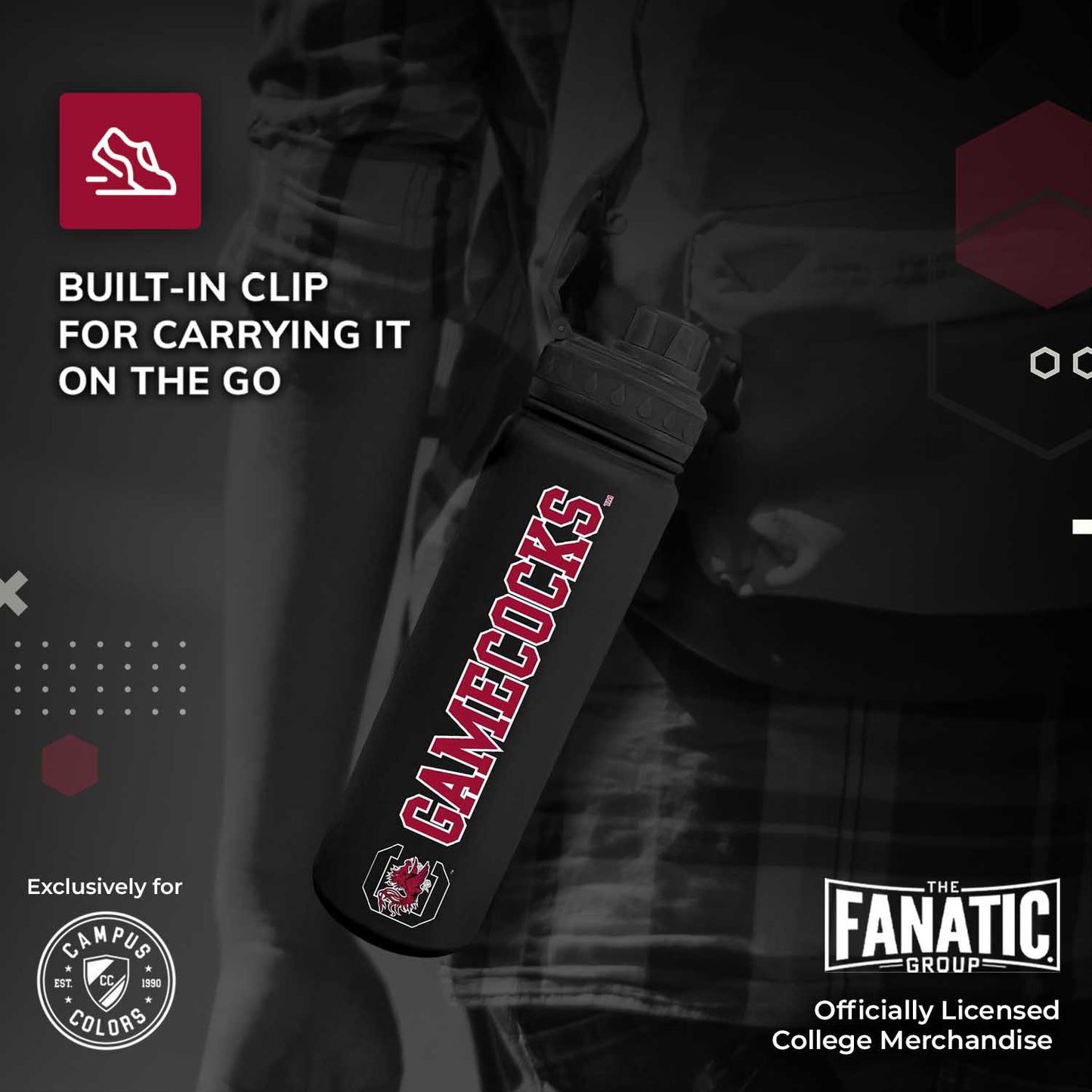 South Carolina Gamecocks NCAA Stainless Steel Water Bottle - Black