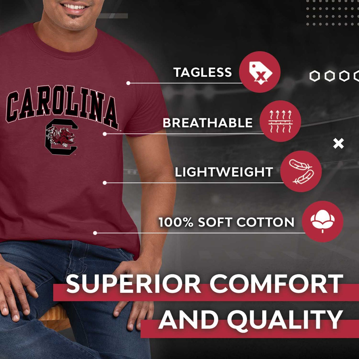 South Carolina Gamecocks Arch and Logo Short Sleeve T-shirt - Cardinal