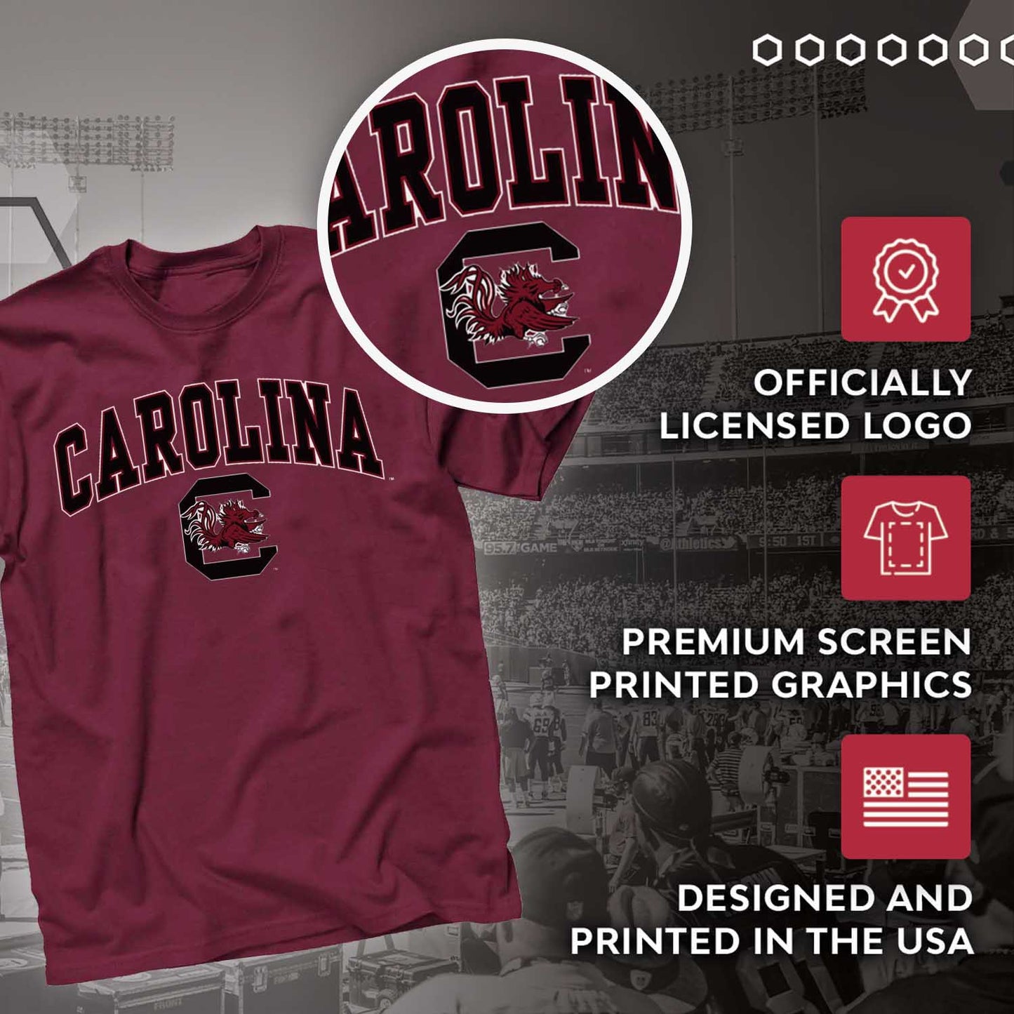 South Carolina Gamecocks Arch and Logo Short Sleeve T-shirt - Cardinal
