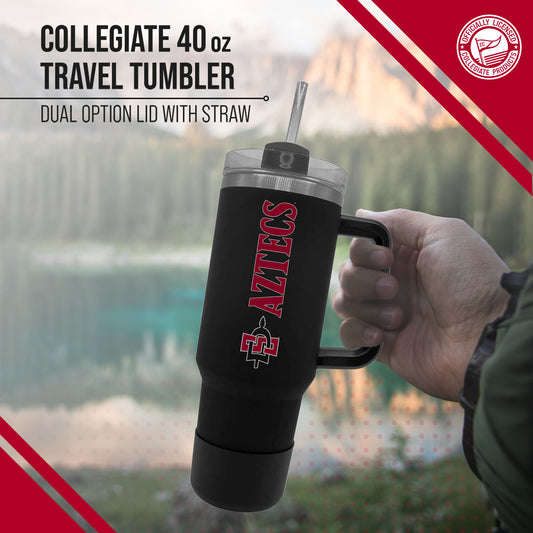 San Diego State Aztecs College & University 40 oz Travel Tumbler With Handle - Black