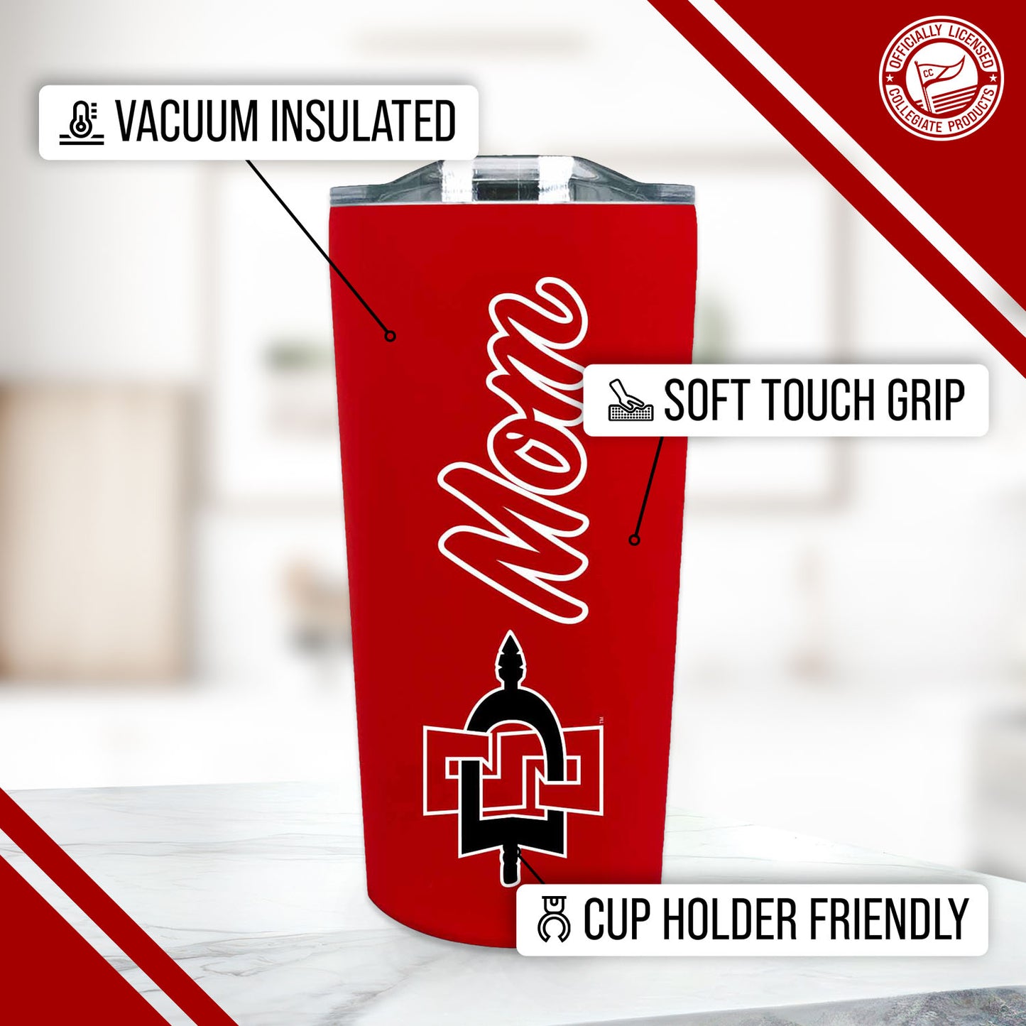 San Diego State Aztecs NCAA Stainless Steel Travel Tumbler for Mom - Red
