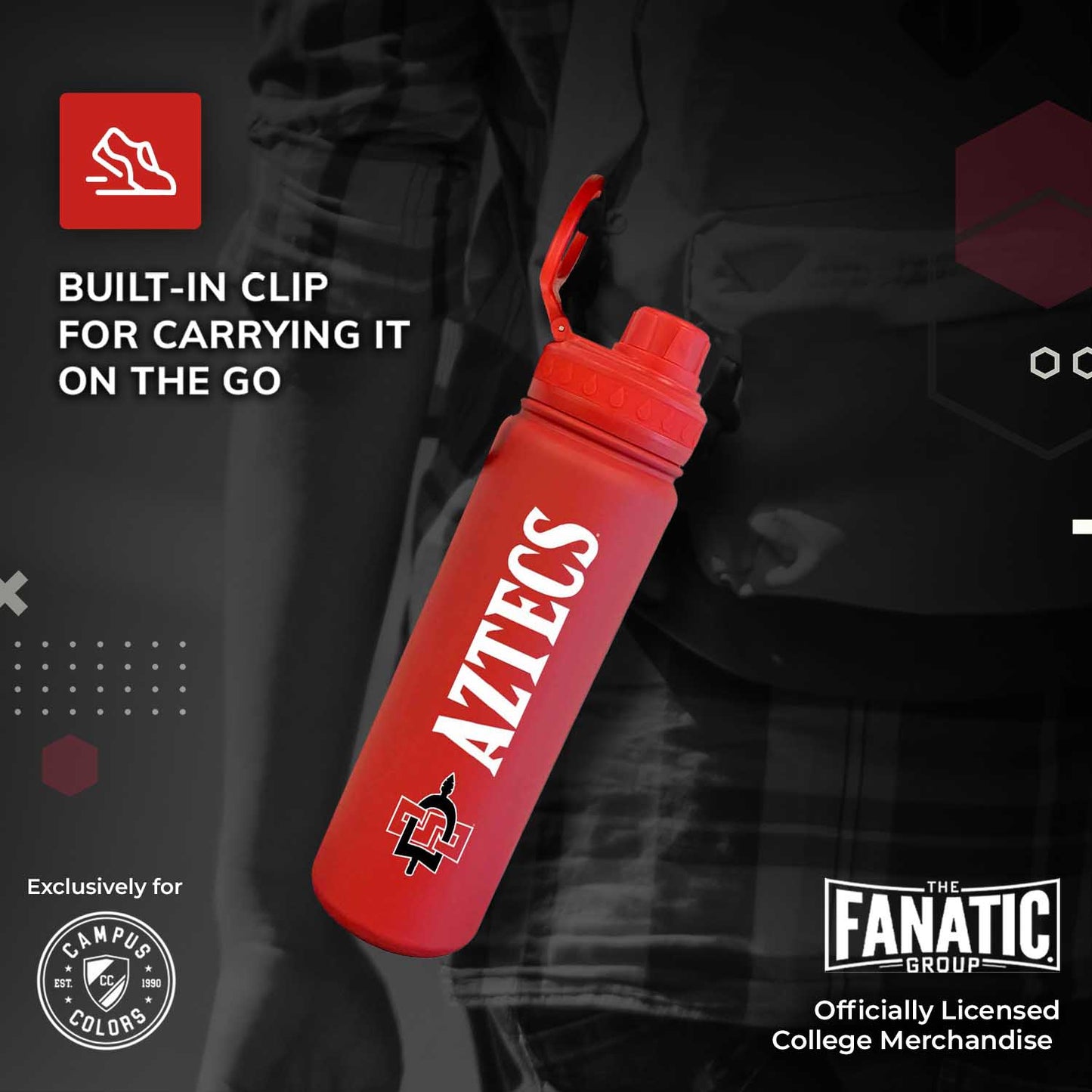 San Diego State Aztecs NCAA Stainless Steel Water Bottle - Red