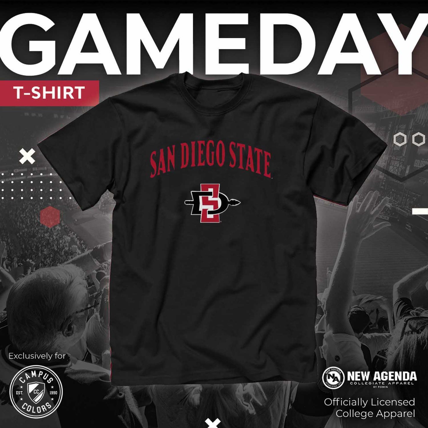 San Diego State Aztecs Arch and Logo Short Sleeve T-shirt - Black
