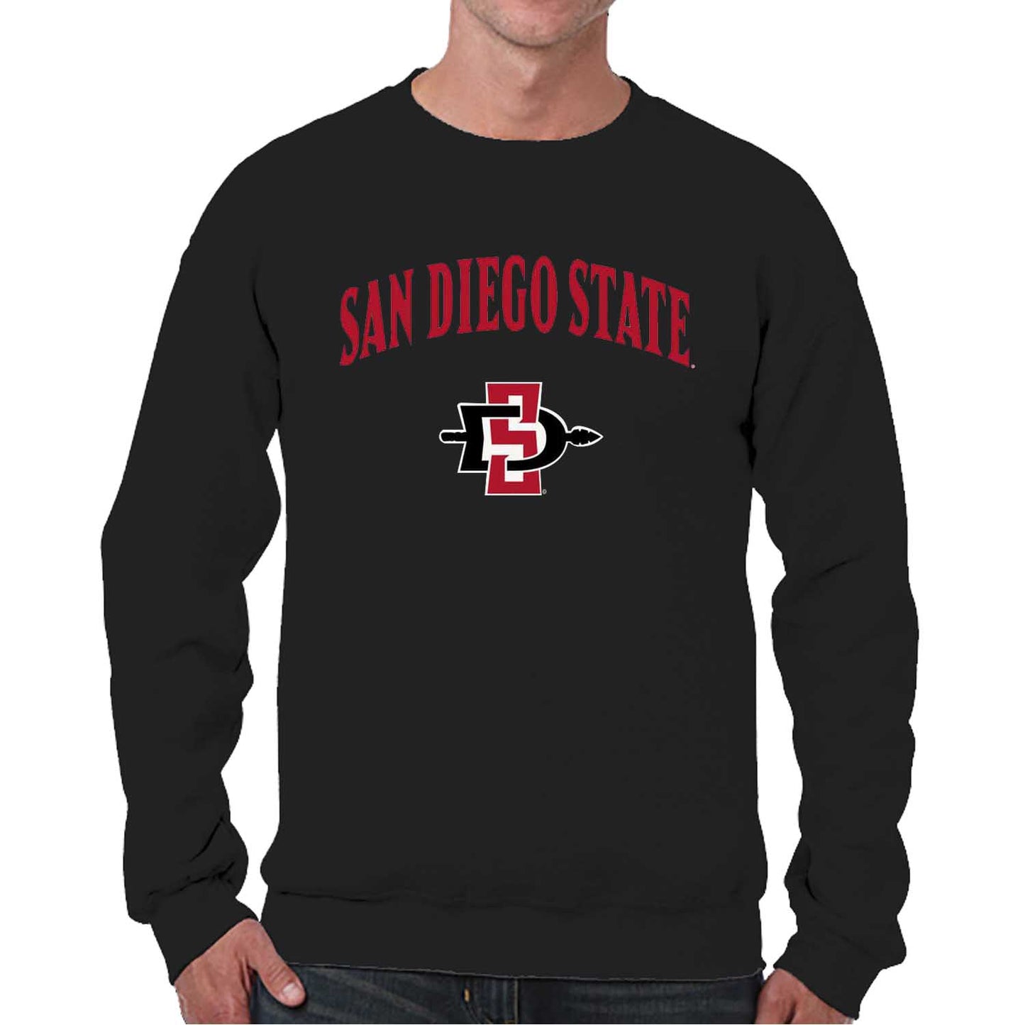San Diego State Aztecs Adult Arch & Logo Soft Style Gameday Crewneck Sweatshirt - Black