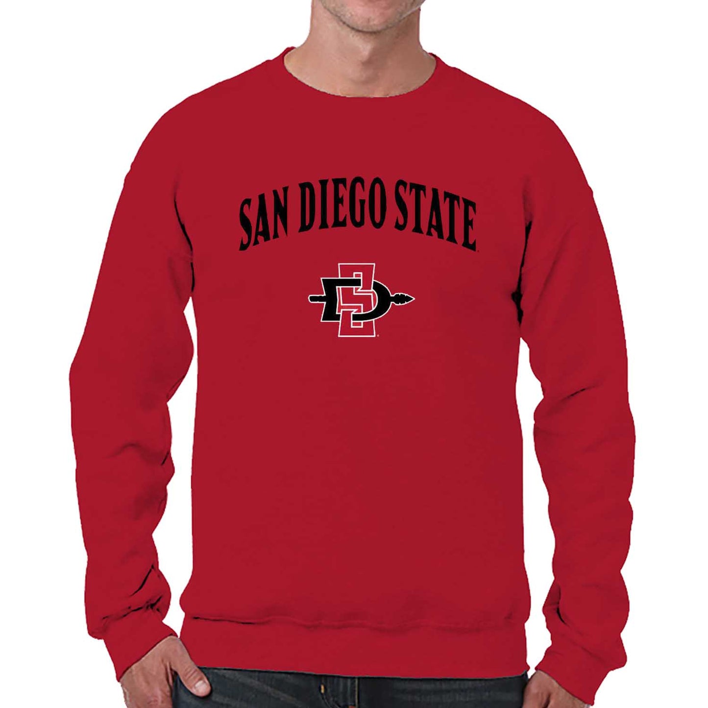 San Diego State Aztecs Adult Arch & Logo Soft Style Gameday Crewneck Sweatshirt - Red
