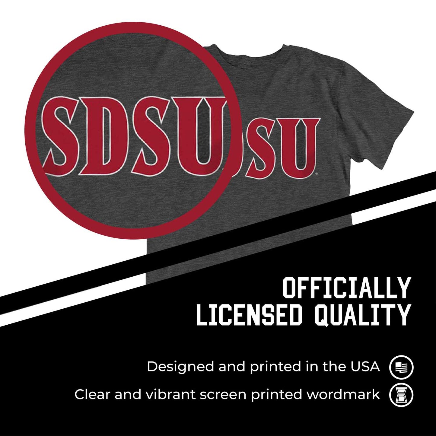 San Diego State Aztecs Campus Colors NCAA Adult Cotton Blend Charcoal Tagless T-Shirt - Charcoal