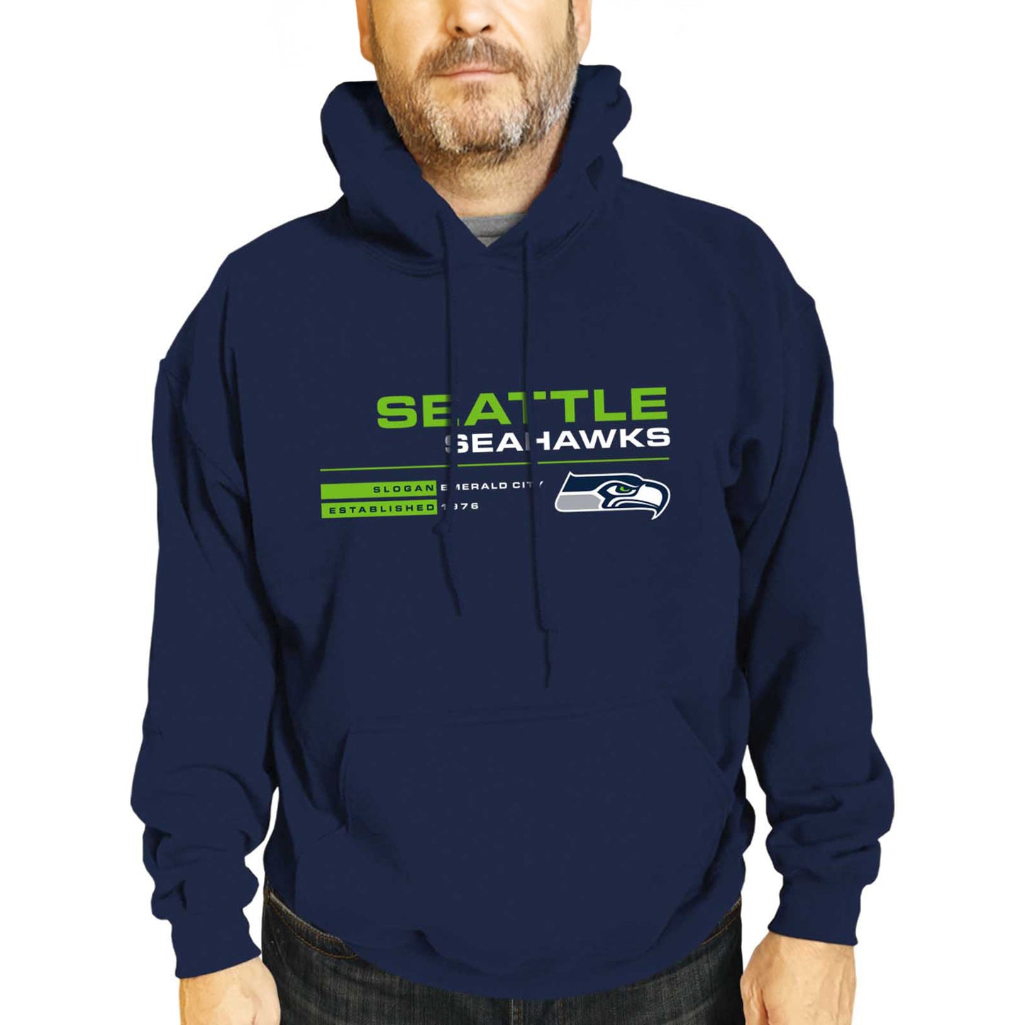 Seattle Seahawks Adult NFL Speed Stat Sheet Fleece Hooded Sweatshirt - Navy