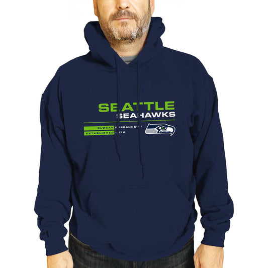 Seattle Seahawks Adult NFL Speed Stat Sheet Fleece Hooded Sweatshirt - Navy