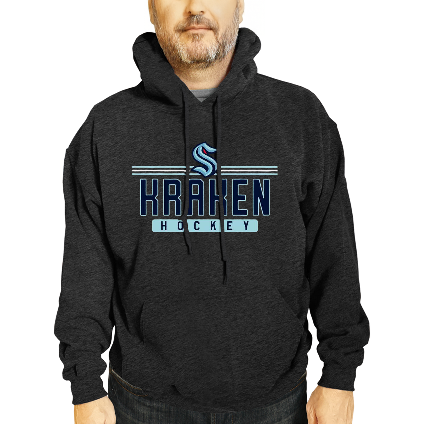 Seattle Kraken NHL Adult Heather Charcoal True Fan Hooded Sweatshirt Unisex - Charcoal