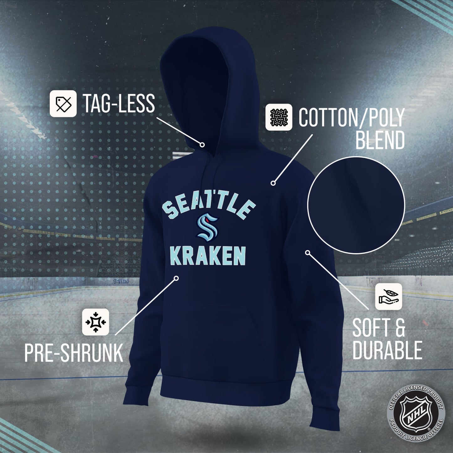 Seattle Kraken Adult NHL Gameday Hooded Sweatshirt - Navy