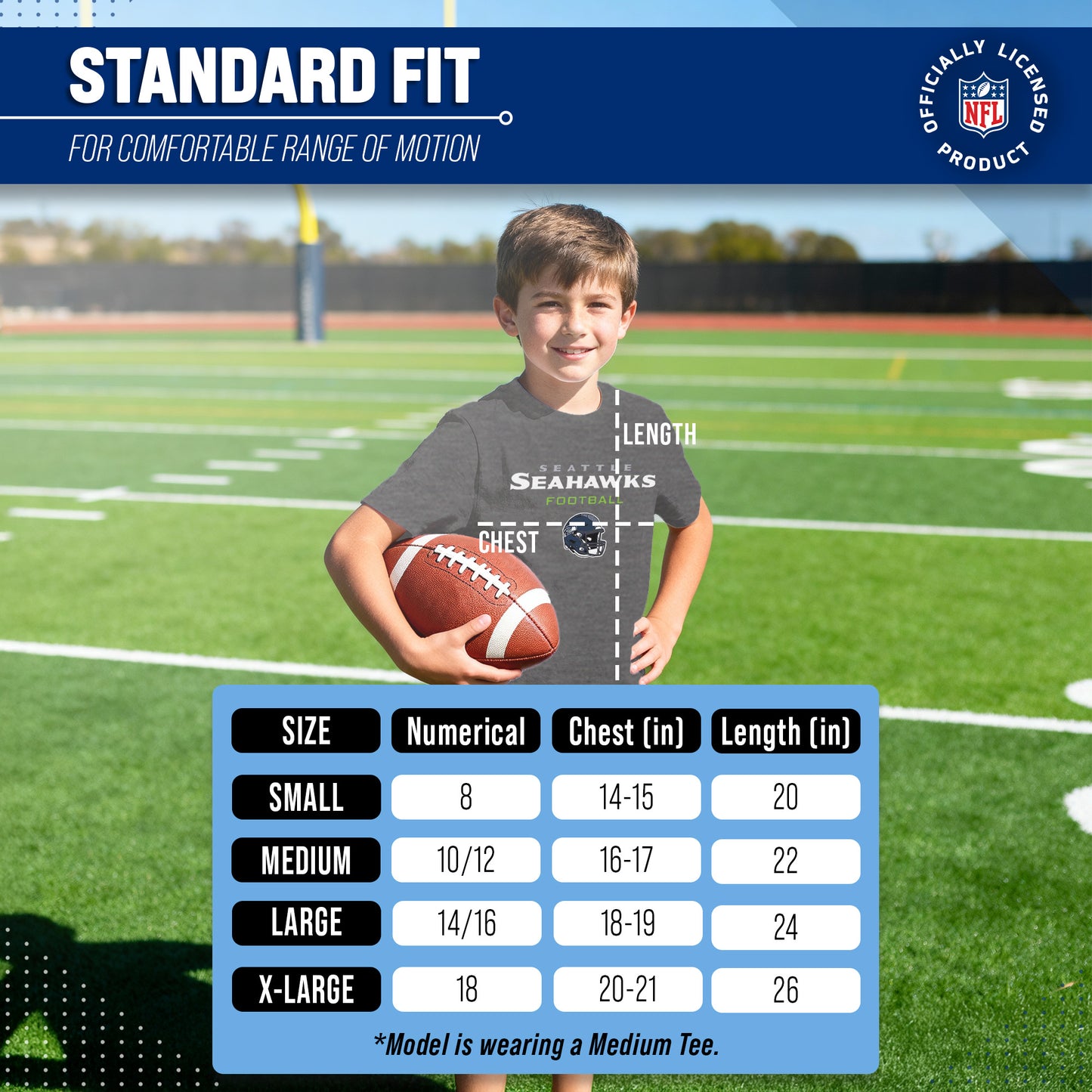 Seattle Seahawks NFL Youth Football Helmet Tagless T-Shirt - Charcoal