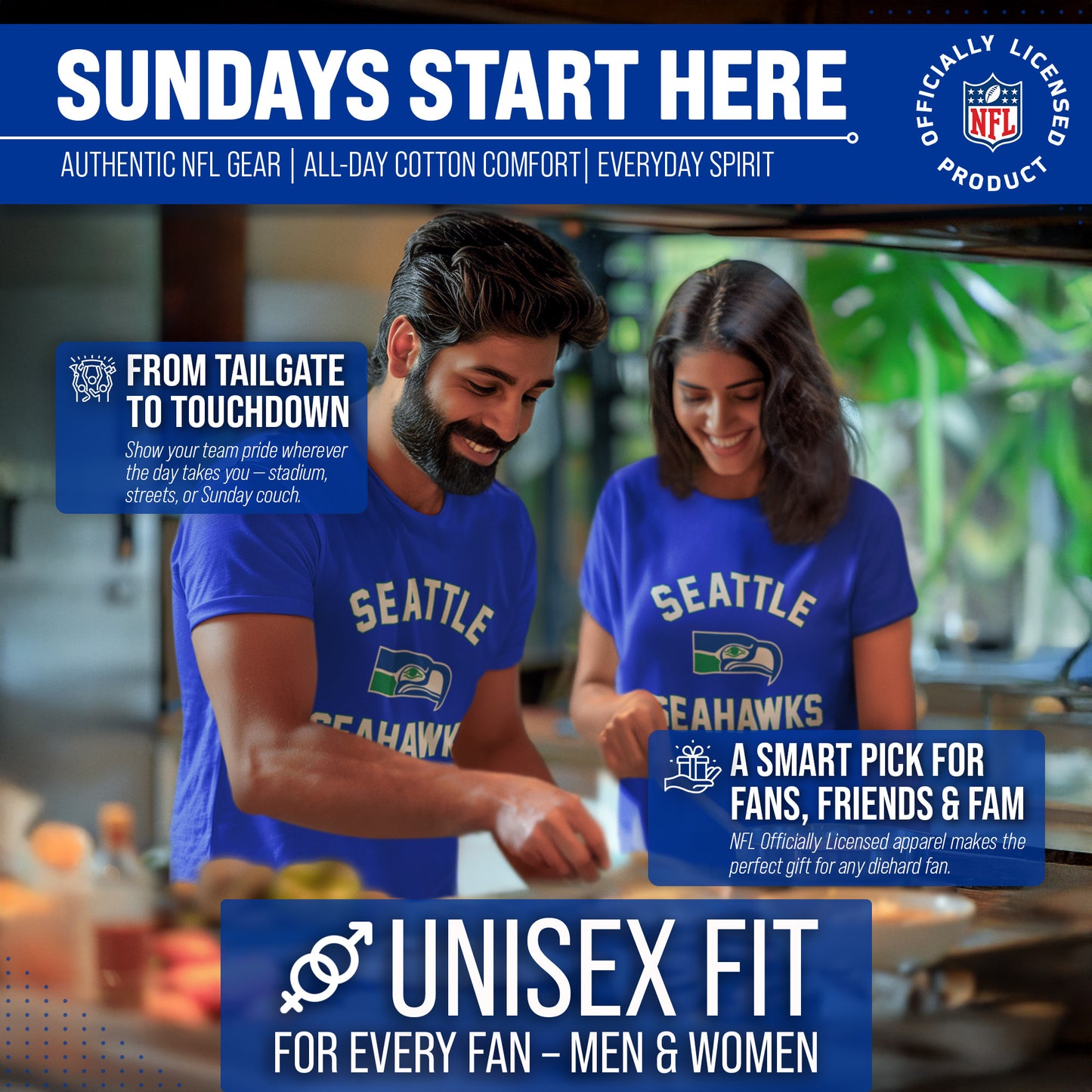 Seattle Seahawks NFL Adult Retro Gameday Unisex T-Shirt - Navy