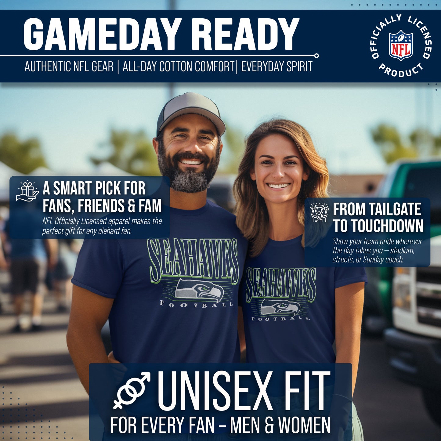 Seattle Seahawks NFL Adult Overtime Blueprint Tag-Less T-Shirt - Navy