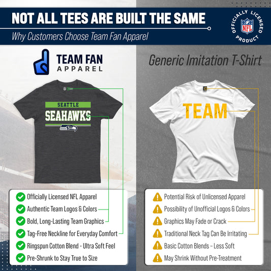 Seattle Seahawks NFL Adult Team Block Tagless T-Shirt - Charcoal