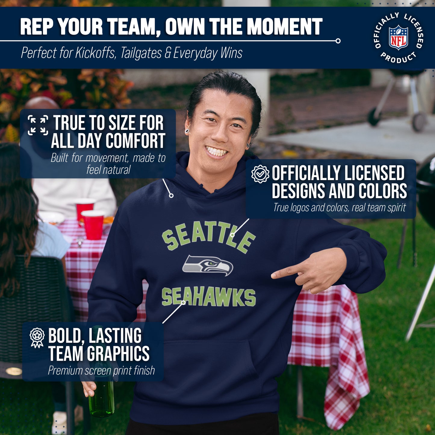 Seattle Seahawks NFL Gameday Adult Hooded Sweatshirt - Navy