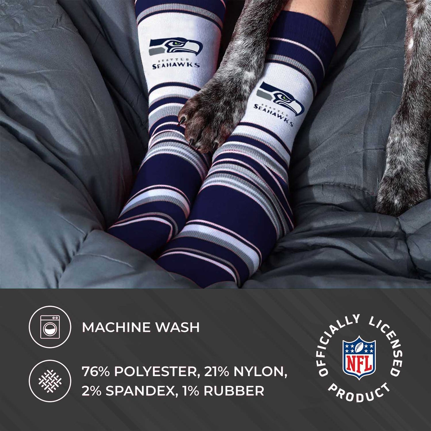 Seattle Seahawks NFL Adult Striped Dress Socks - Navy