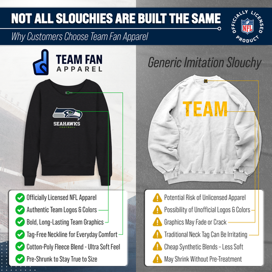 Seattle Seahawks NFL Womens Ultimate Fan French Terry Slouchy Top- Raglan Sleeves - Charcoal