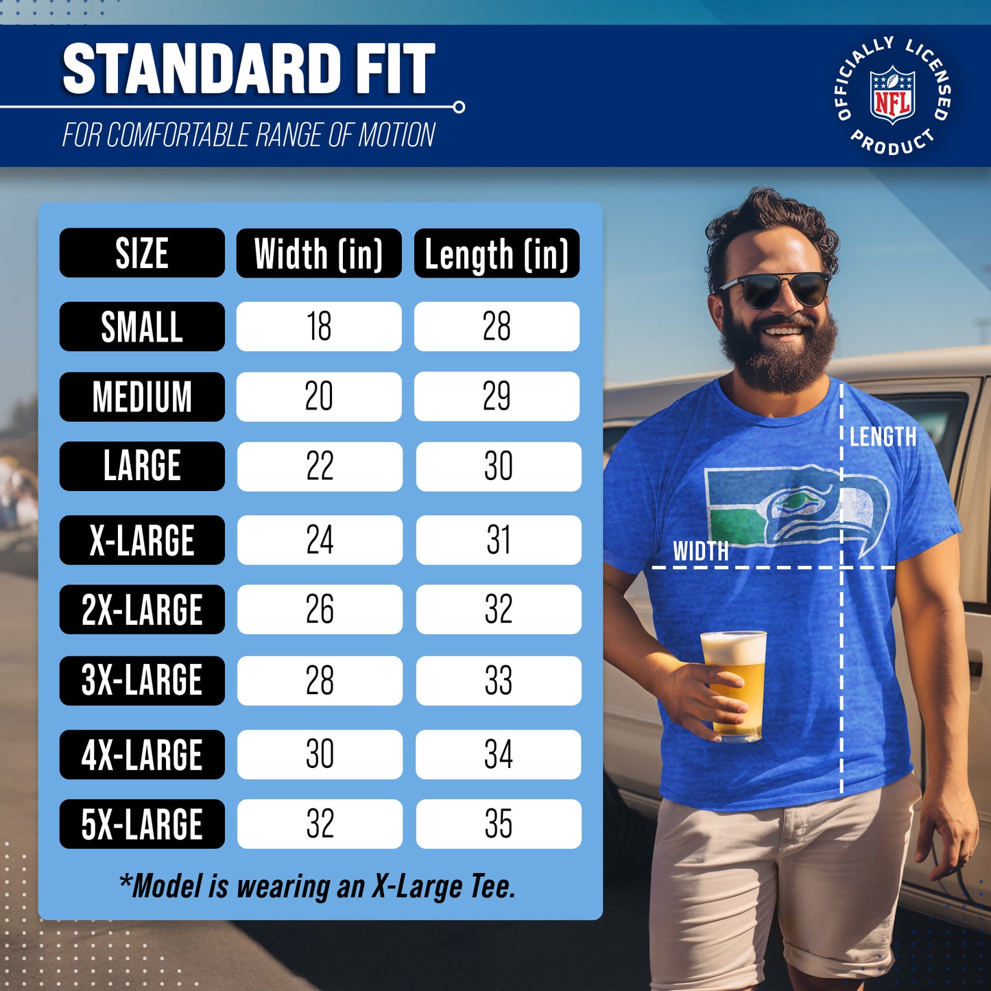 Seattle Seahawks NFL Modern Throwback T-shirt - Royal