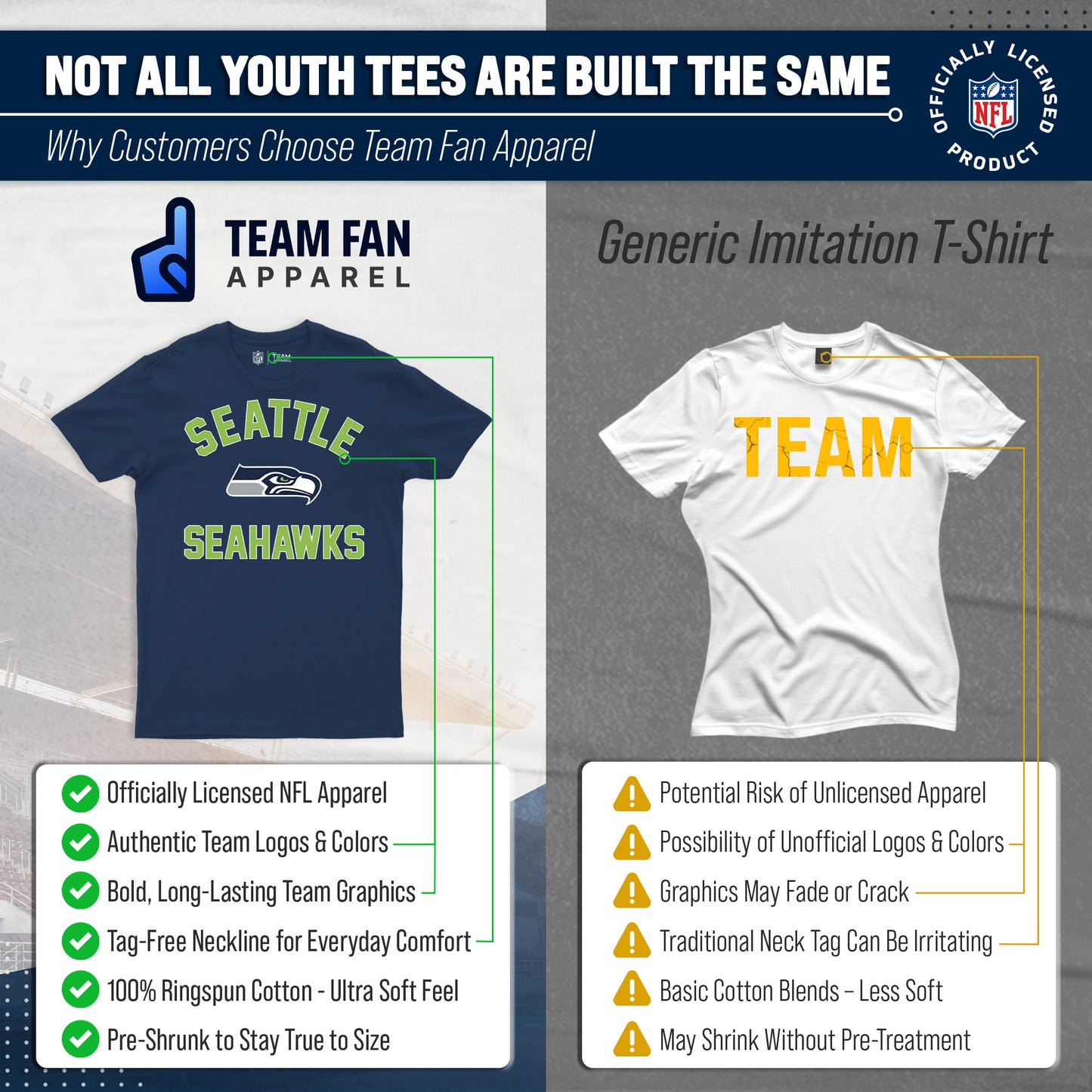 Seattle Seahawks NFL Youth Gameday Football T-Shirt - Navy