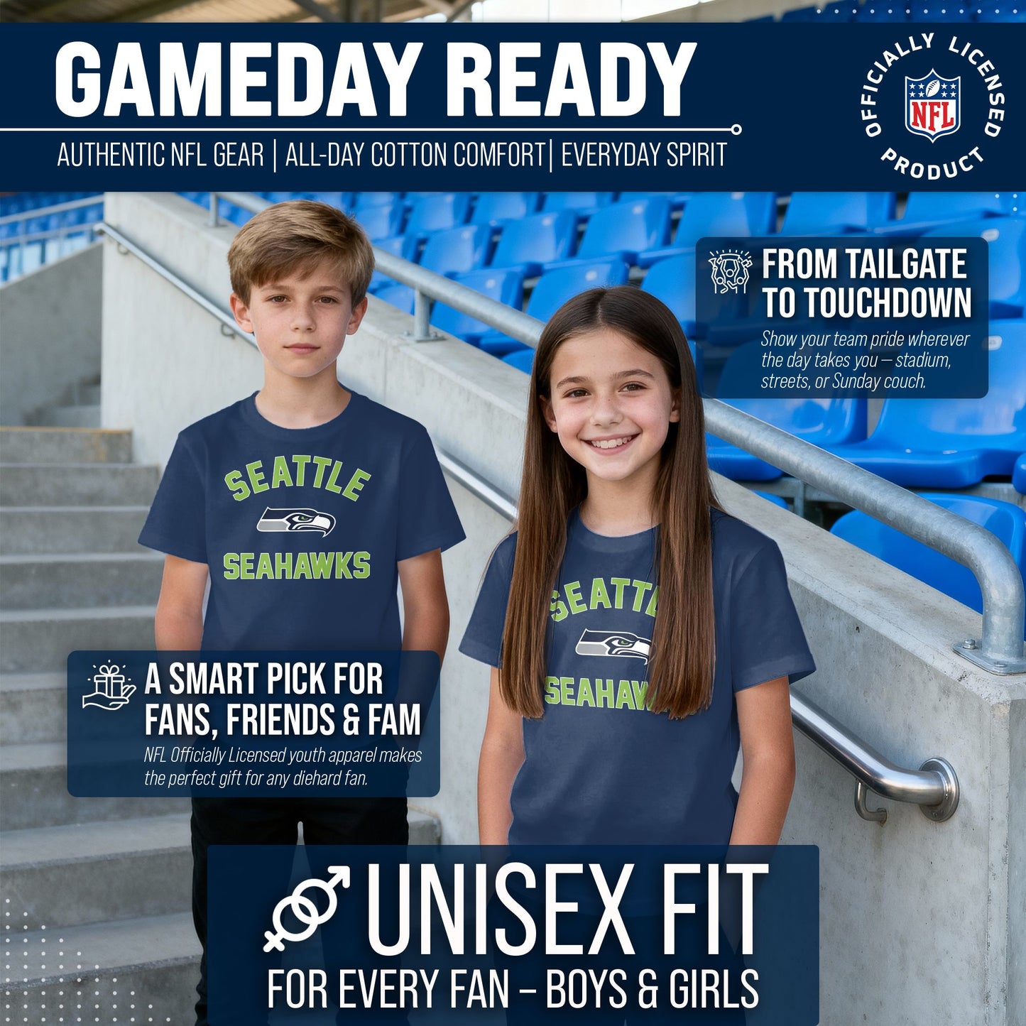 Seattle Seahawks NFL Youth Gameday Football T-Shirt - Navy