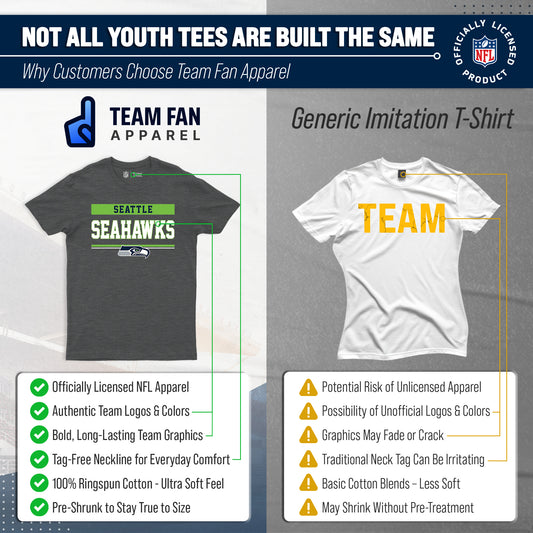 Seattle Seahawks NFL Youth Short Sleeve Charcoal T Shirt - Charcoal