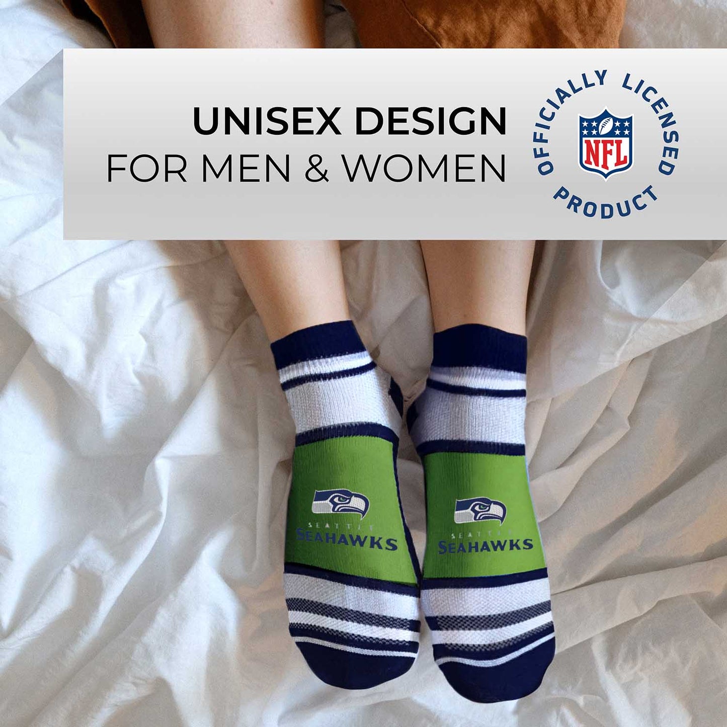Seattle Seahawks Adult Marquis Addition No Show Socks - Navy