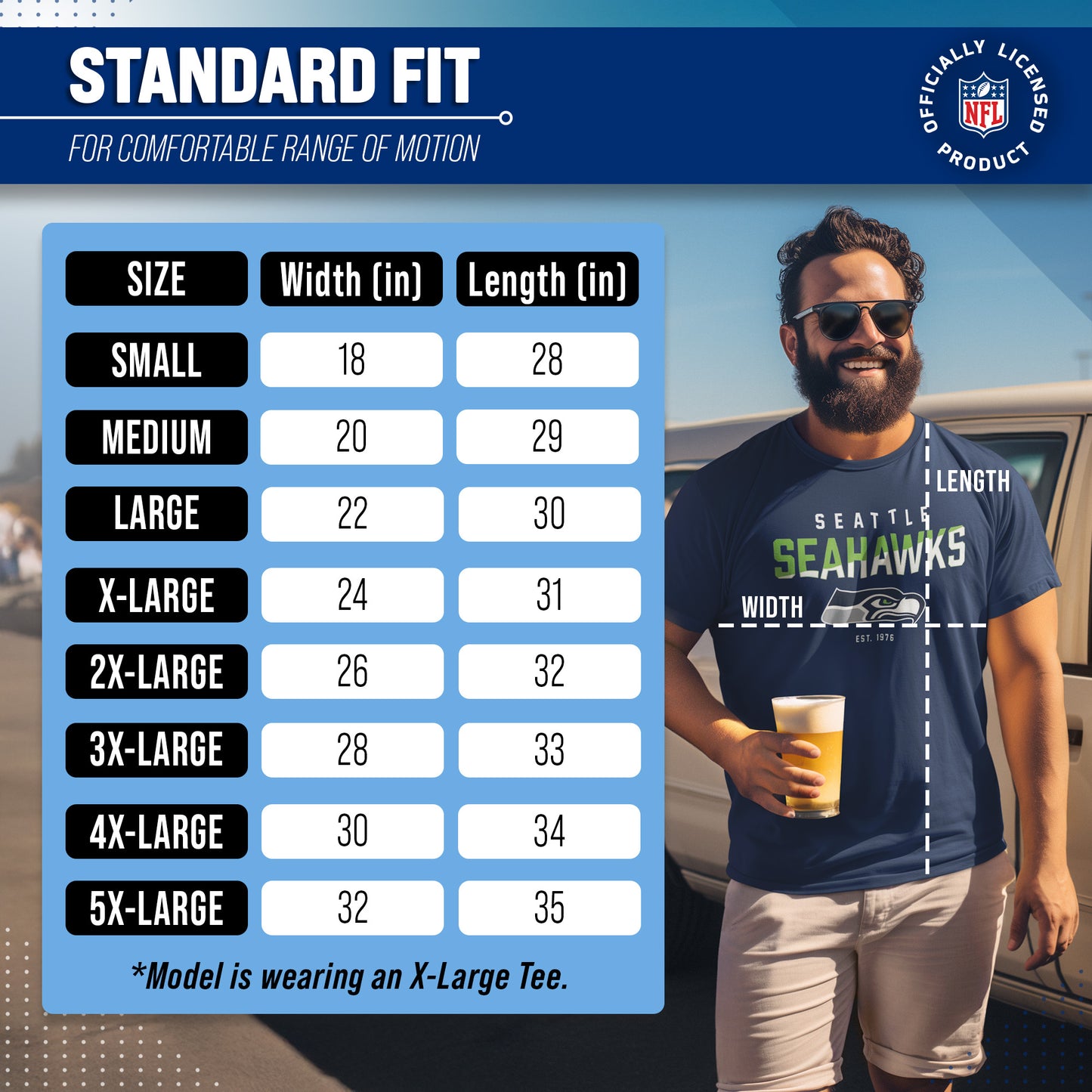 Seattle Seahawks Adult NFL Diagonal Fade Color Block T-Shirt - Navy