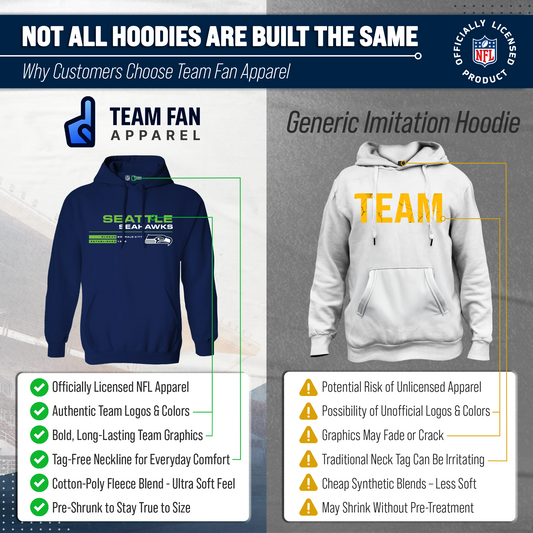 Seattle Seahawks Adult NFL Speed Stat Sheet Fleece Hooded Sweatshirt - Navy