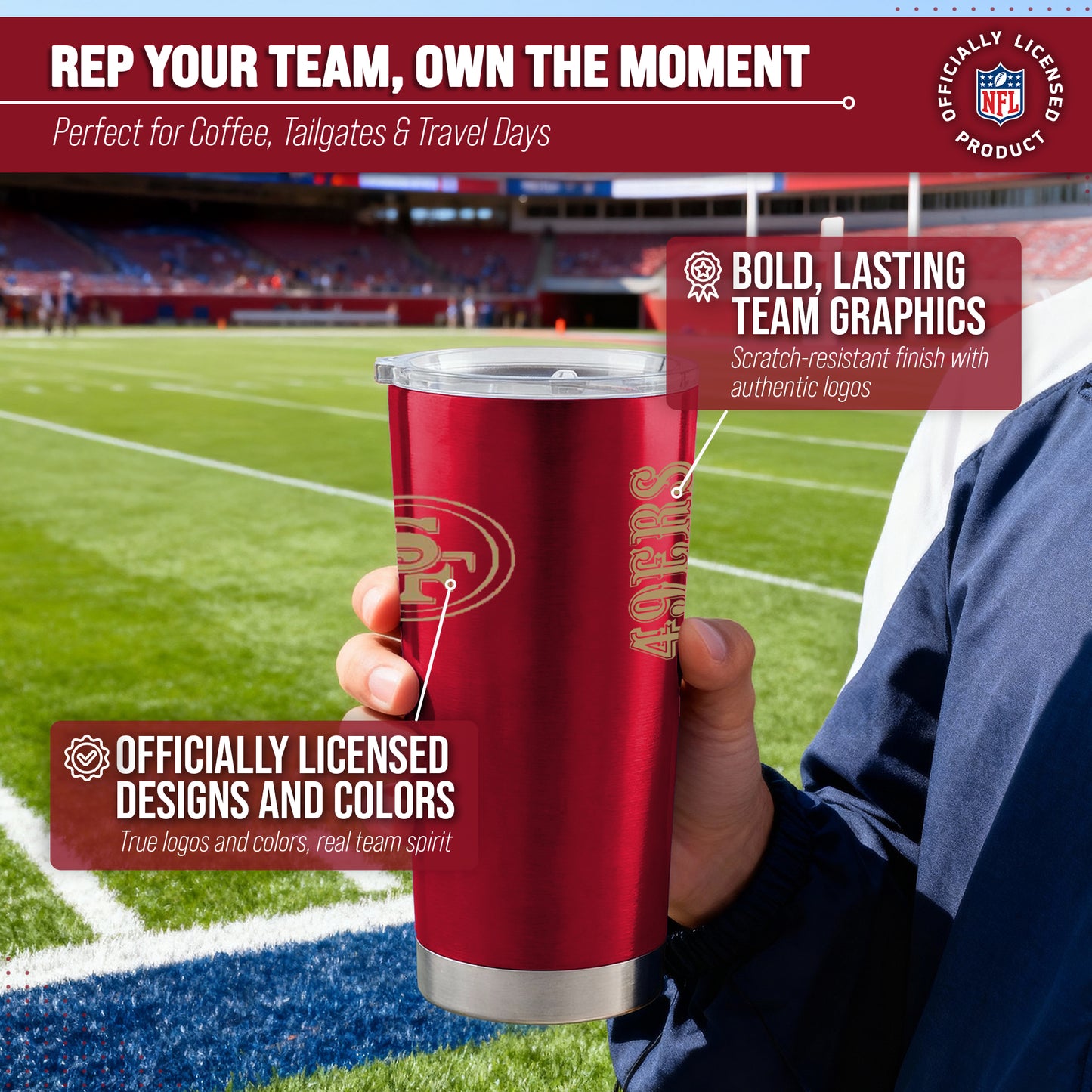 San Francisco 49ers NFL 20oz Gameday Stainless Steel Tumbler - Cardinal