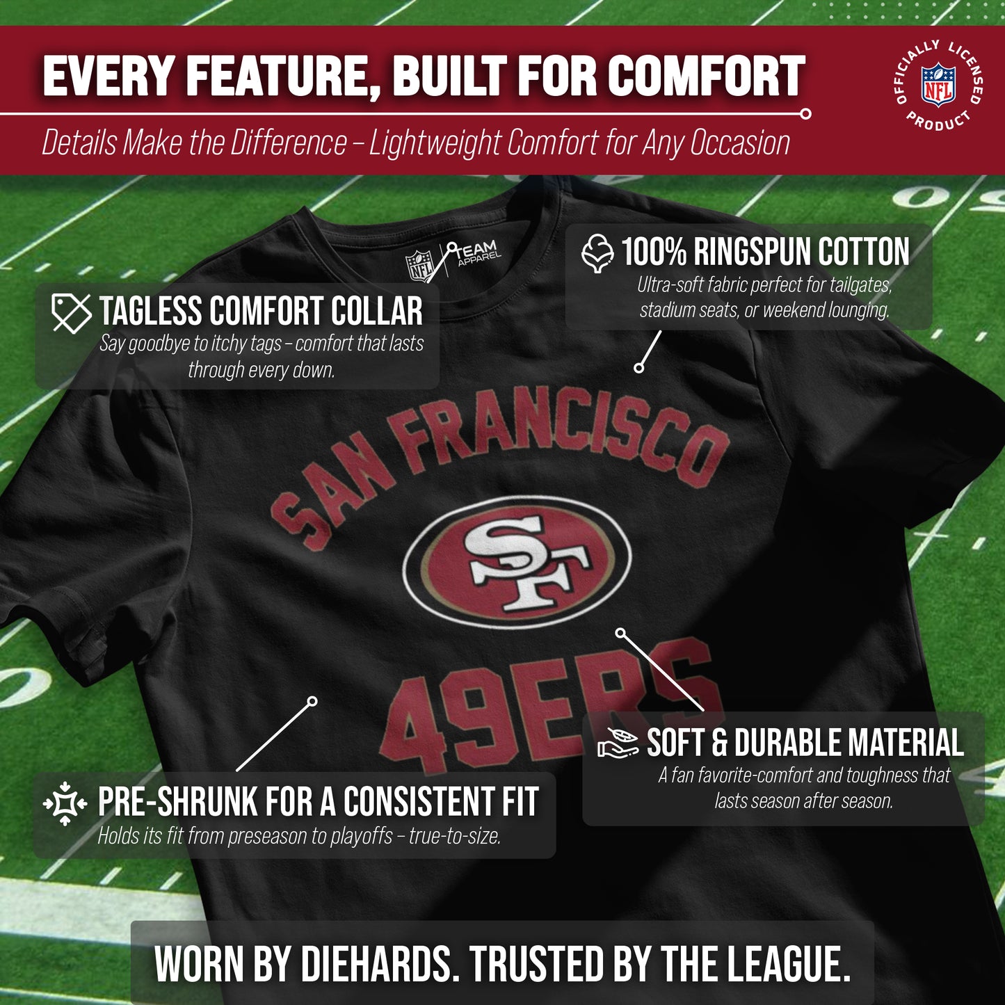 San Francisco 49ers NFL Adult Gameday T-Shirt - Black