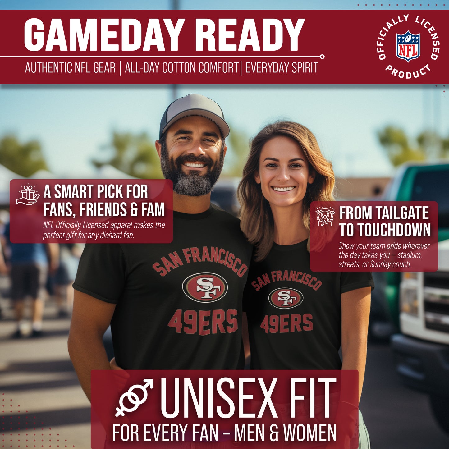 San Francisco 49ers NFL Adult Gameday T-Shirt - Black