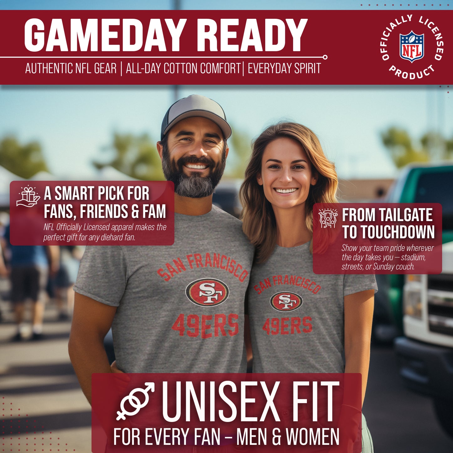 San Francisco 49ers NFL Adult Gameday T-Shirt - Sport Gray