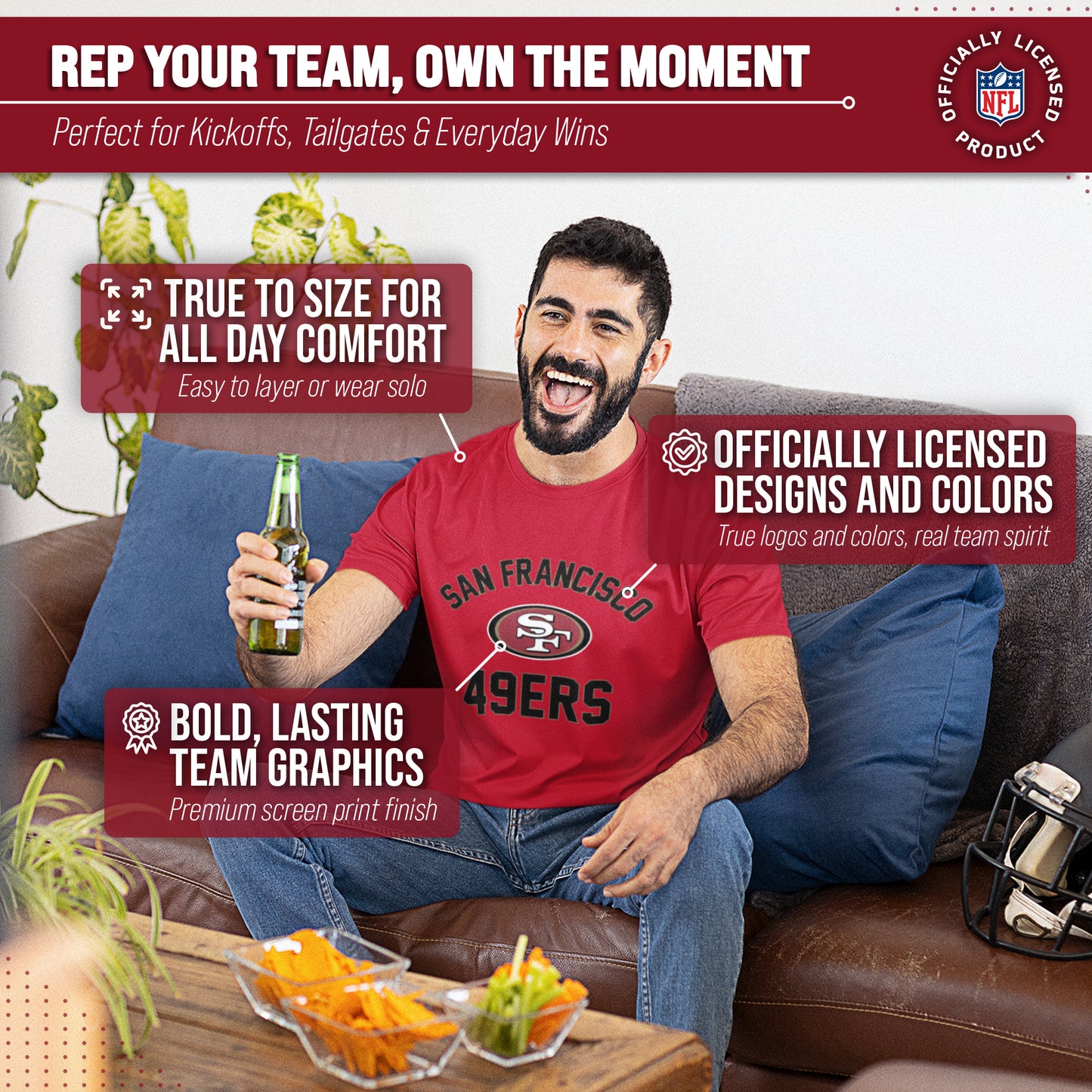 San Francisco 49ers NFL Adult Gameday T-Shirt - Red