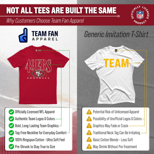 San Francisco 49ers NFL Adult Overtime Blueprint Tag-Less T-Shirt - Red