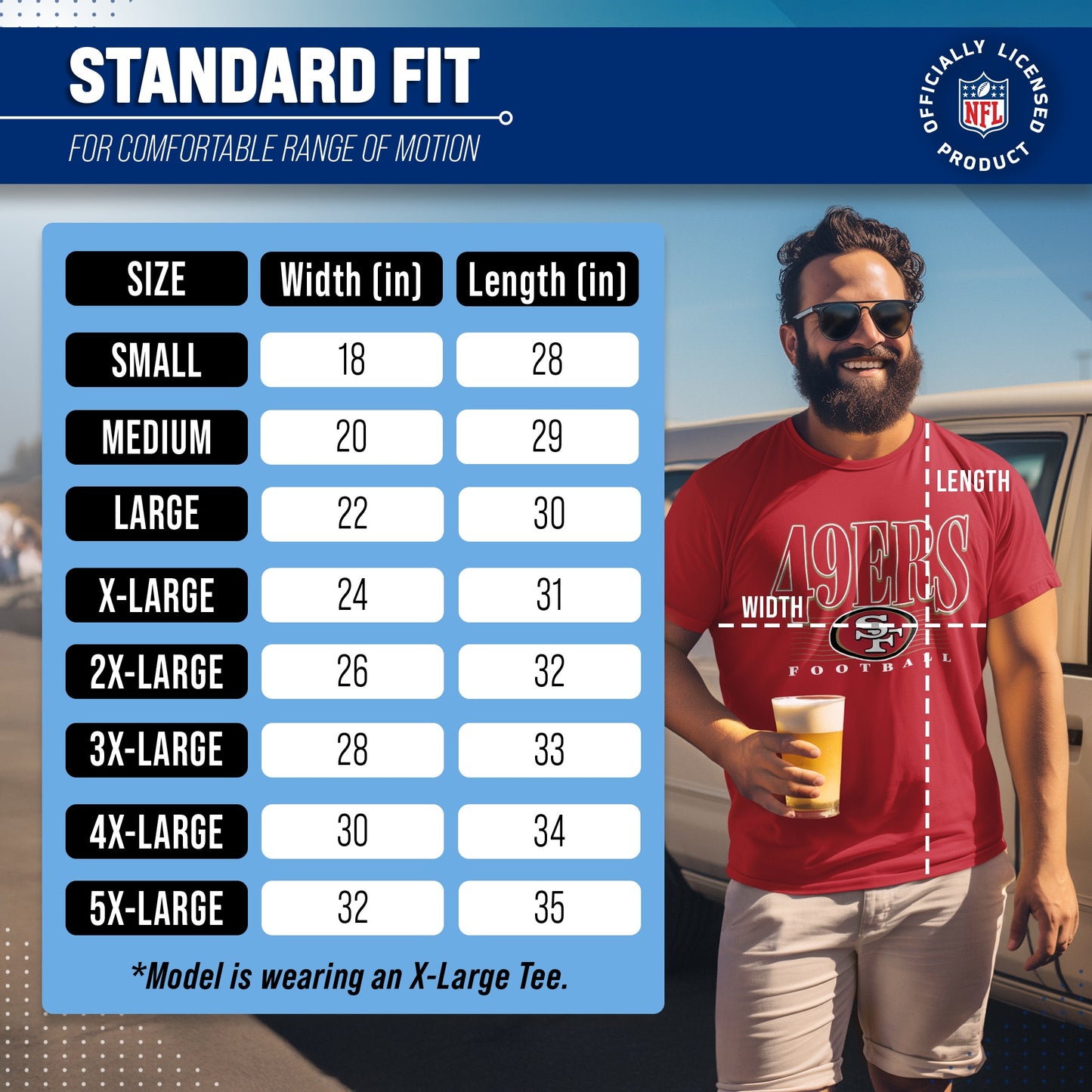 San Francisco 49ers NFL Adult Overtime Blueprint Tag-Less T-Shirt - Red