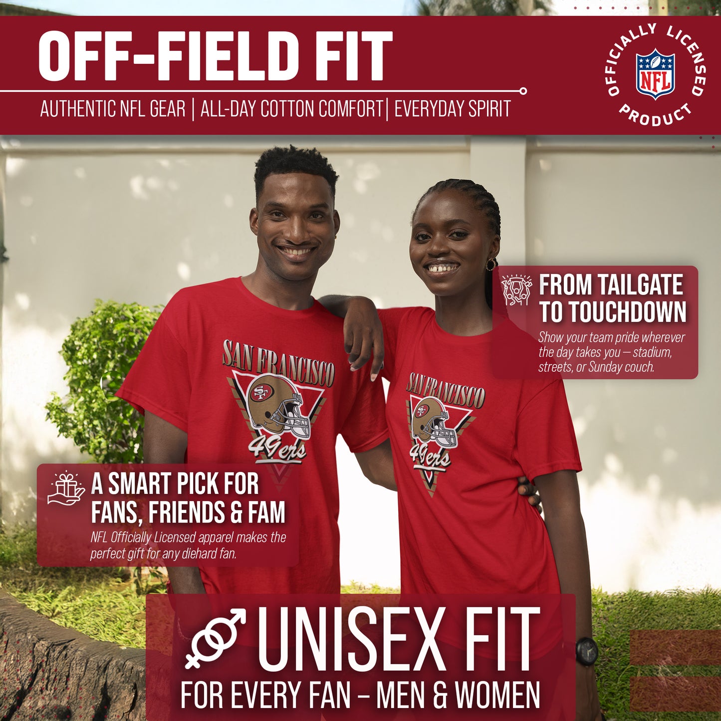 San Francisco 49ers NFL Adult Retro Triangle Unisex T-Shirt - Red