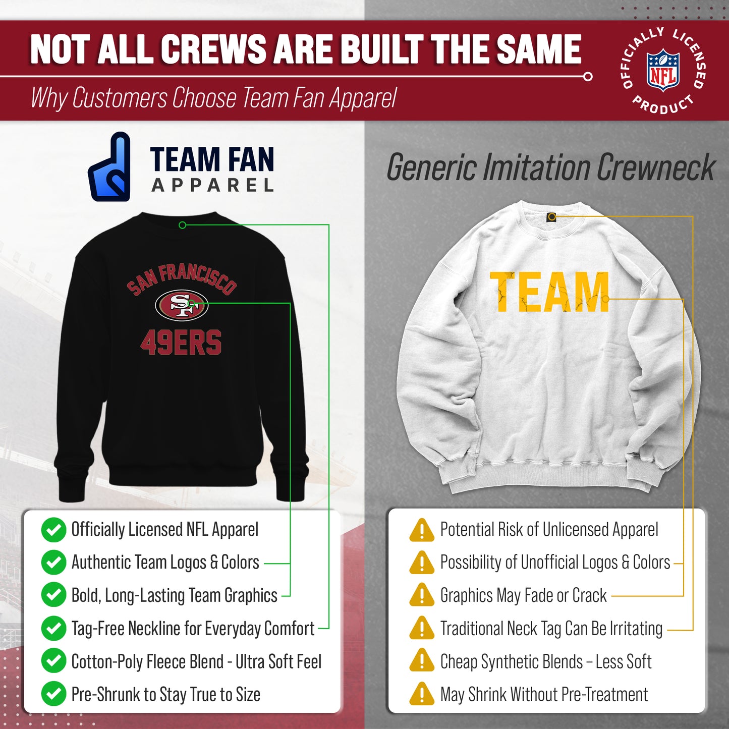 San Francisco 49ers NFL Adult Gameday Football Crewneck Sweatshirt - Black