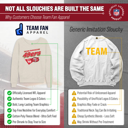 San Francisco 49ers NFL Womens Vintage Charm Slouchy Crewneck - Birch