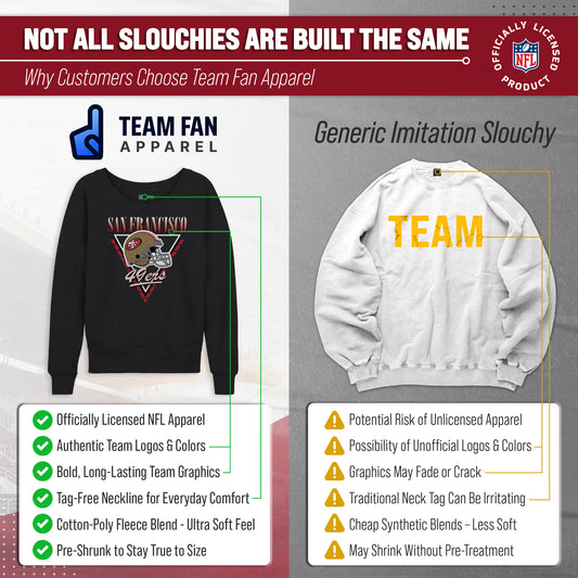 San Francisco 49ers NFL Womens Retro Triangle Slouchy Crewneck - Heather Charcoal
