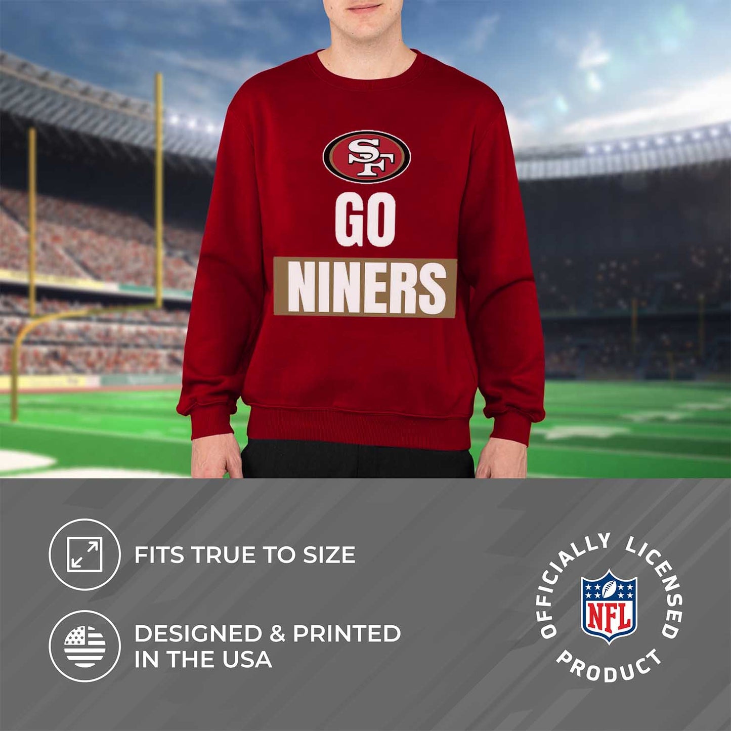 San Francisco 49ers NFL Adult Slogan Crewneck Sweatshirt - Red
