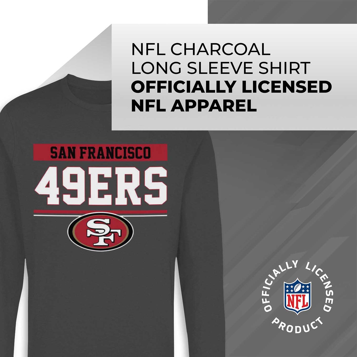 San Francisco 49ers NFL Adult Charcoal Long Sleeve T Shirt - Charcoal