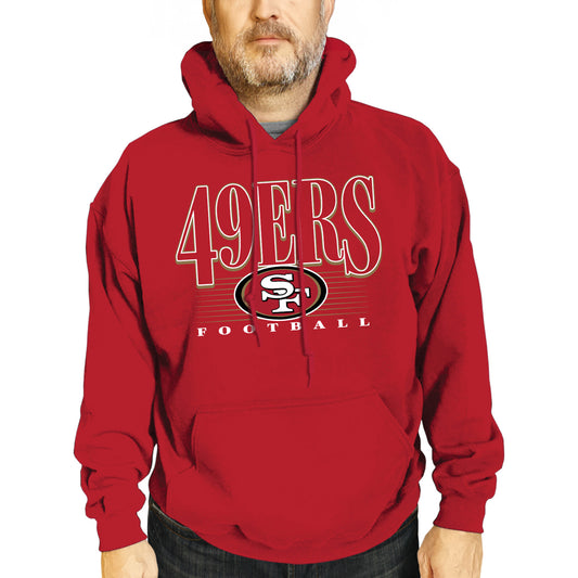 San Francisco 49ers NFL Adult Unisex Overtime Blueprint Soft Fleece Hooded Sweatshirt - Red