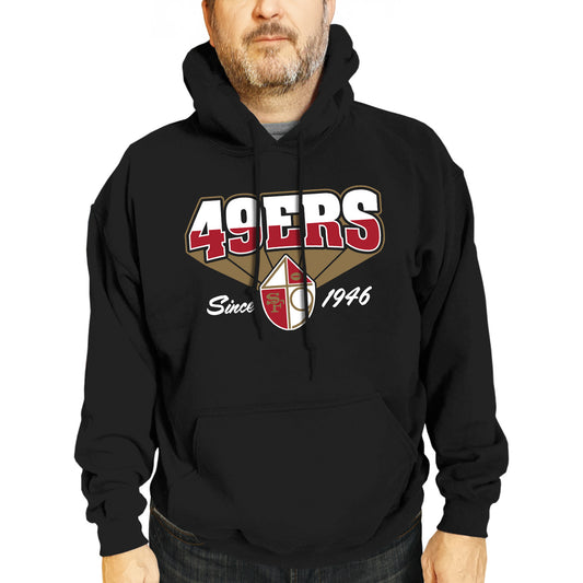 San Francisco 49ers NFL Adult Unisex Vintage Block Ultra Soft Fleece Hooded Sweatshirt - Black