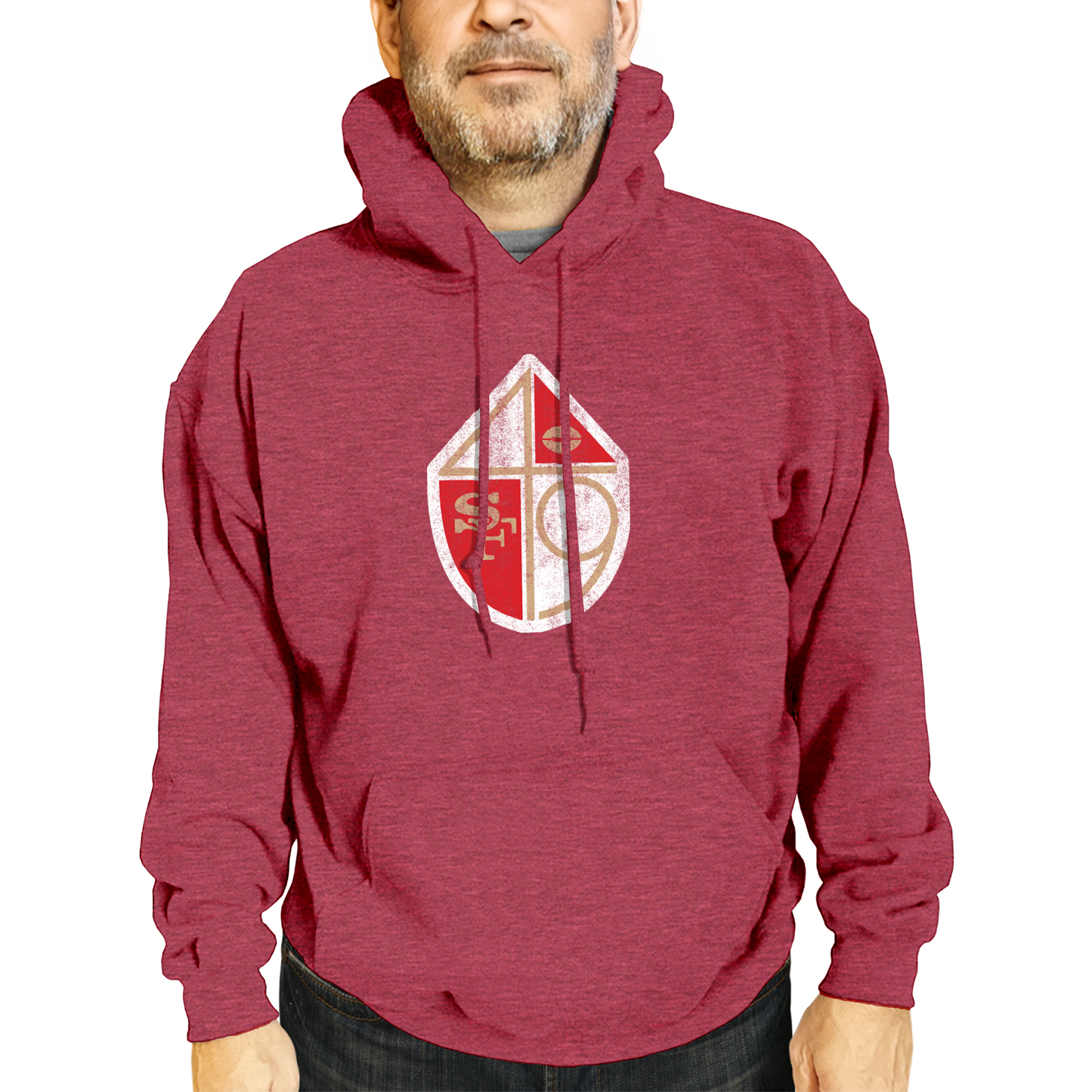 San Francisco 49ers NFL Adult Unisex Modern Throwback Ultra Soft Fleece Hooded Sweatshirt - Red