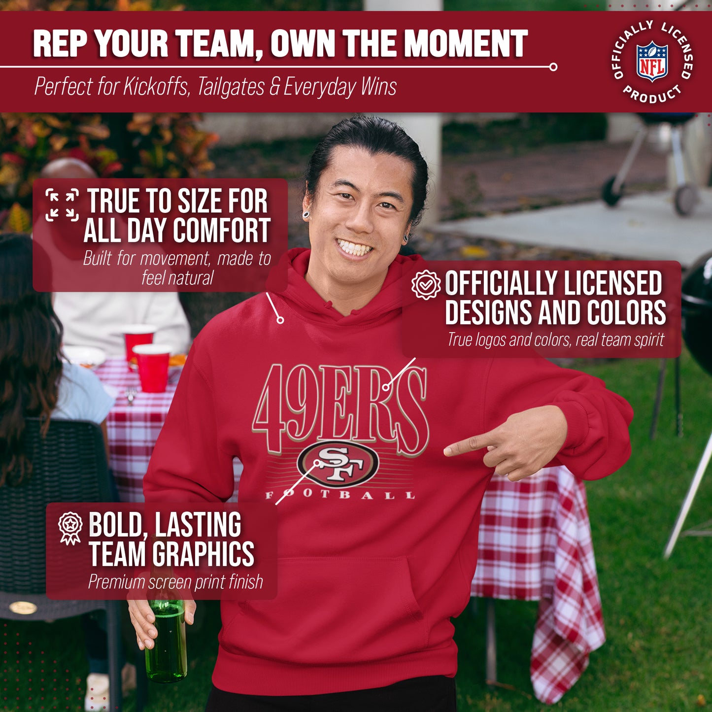 San Francisco 49ers NFL Adult Unisex Overtime Blueprint Soft Fleece Hooded Sweatshirt - Red
